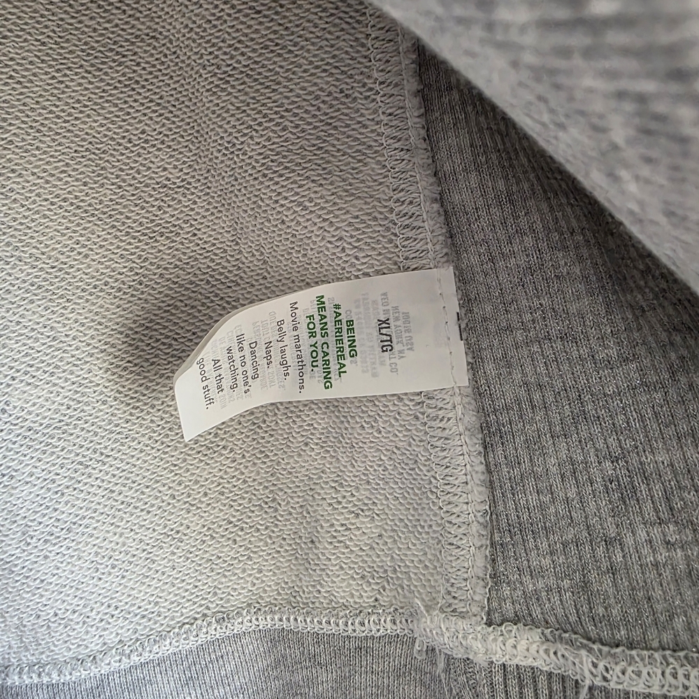 Aerie Gray Puff Sleeve Cropped Sweatshirt Sz XL - Picture 6 of 10